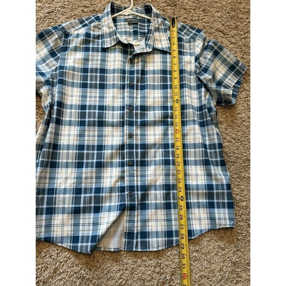 Eddie Bauer Fishing Short Sleeve Button Down Collared Blue Striped Shirt Size XL - Picture 6 of 7